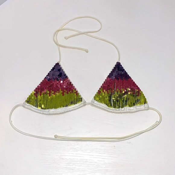 Victoria's Secret Sequins Bikini Top Size Large - Picture 3 of 9